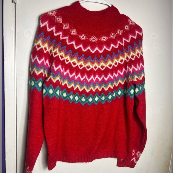 Croft & Barrow Fair Isle Sweater Red Size Petite Medium - Picture 2 of 7
